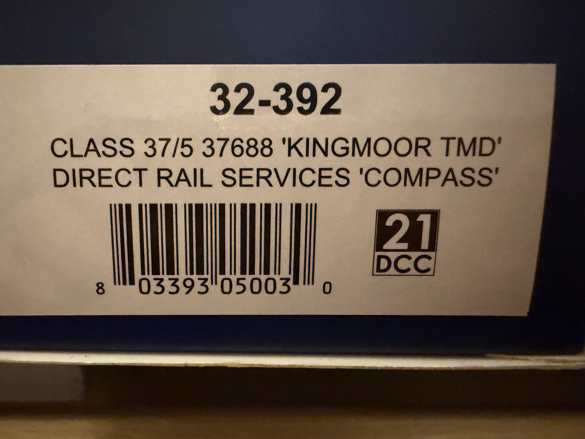 Bachmann 32-392 (OO) Ex BR Class 37/5 No.37688 “Kingmoor TMD” in Direct Rail Services Compass Livery. DCC Ready