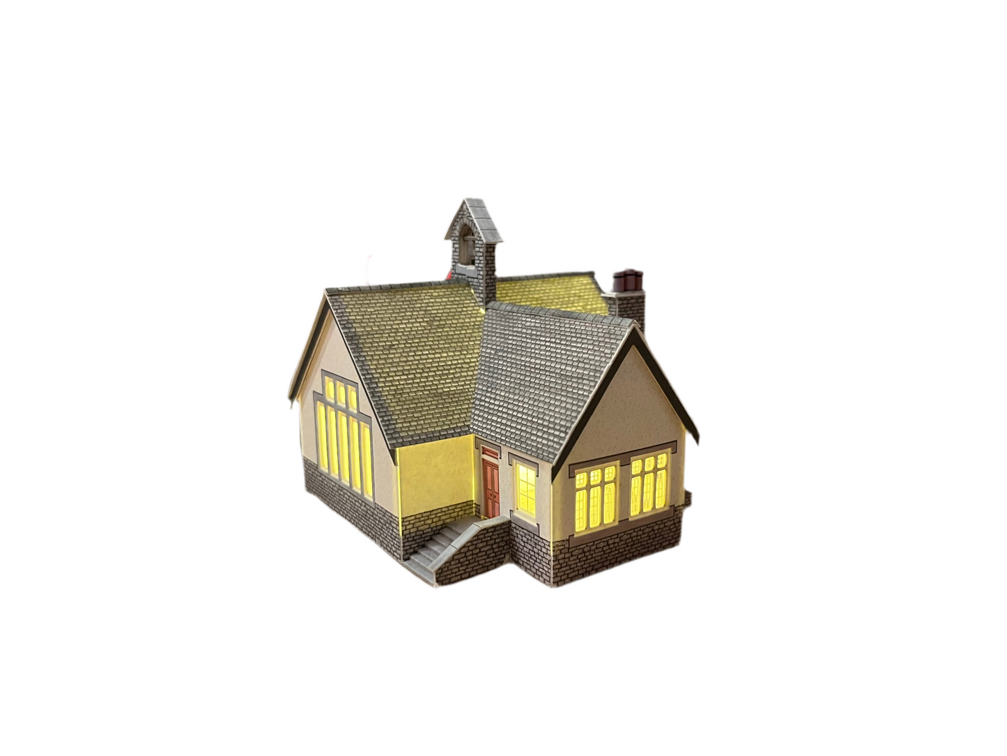 Metcalfe PN153 (N Gauge) Village School and bike shed with working lights.