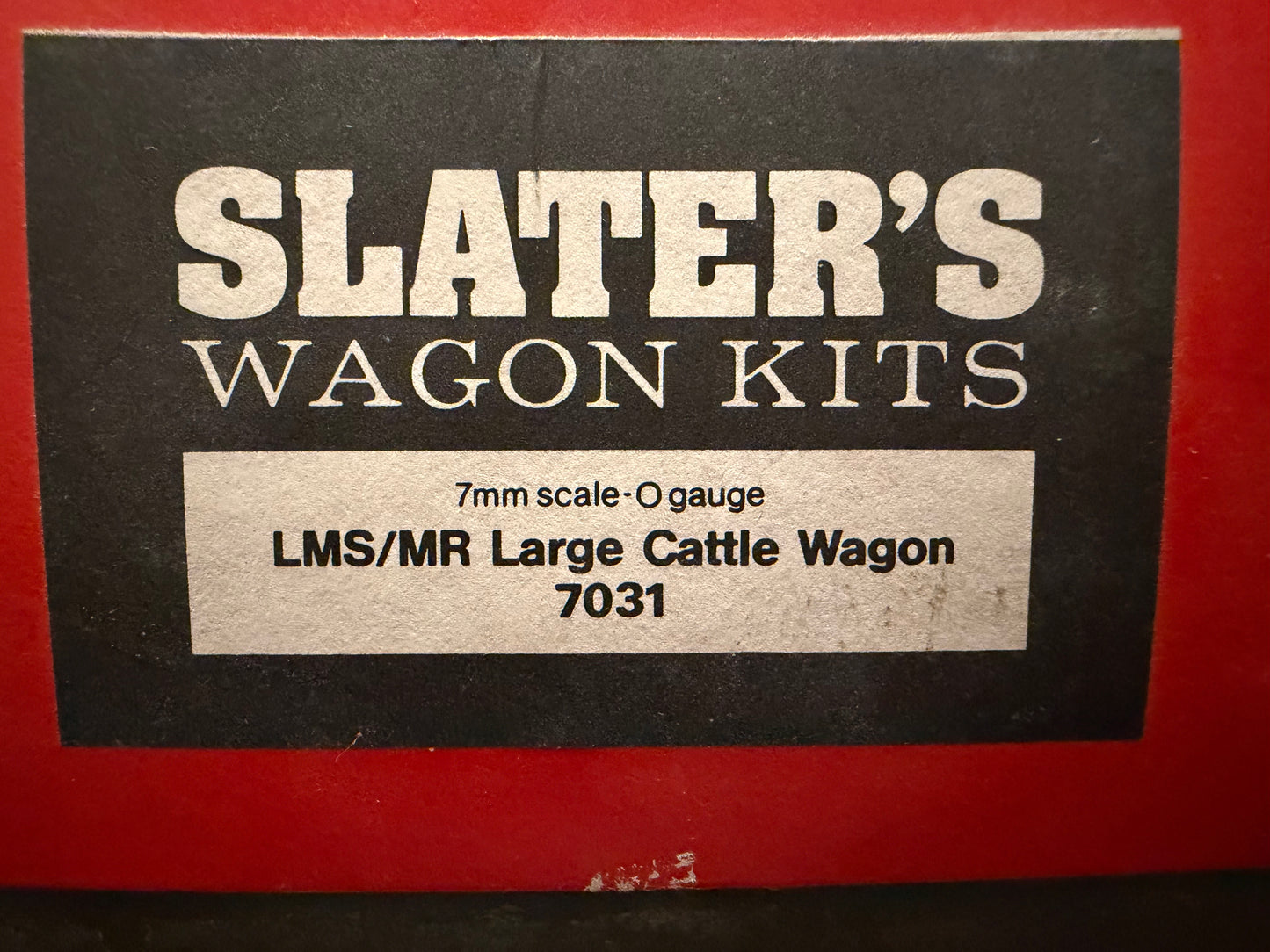 Slater’s 7031 (O Gauge) Ex MR ‘Large’ 10T Cattle Wagon No.114351 in London Midland & Scottish Railway Grey, with Bull (unfinished)