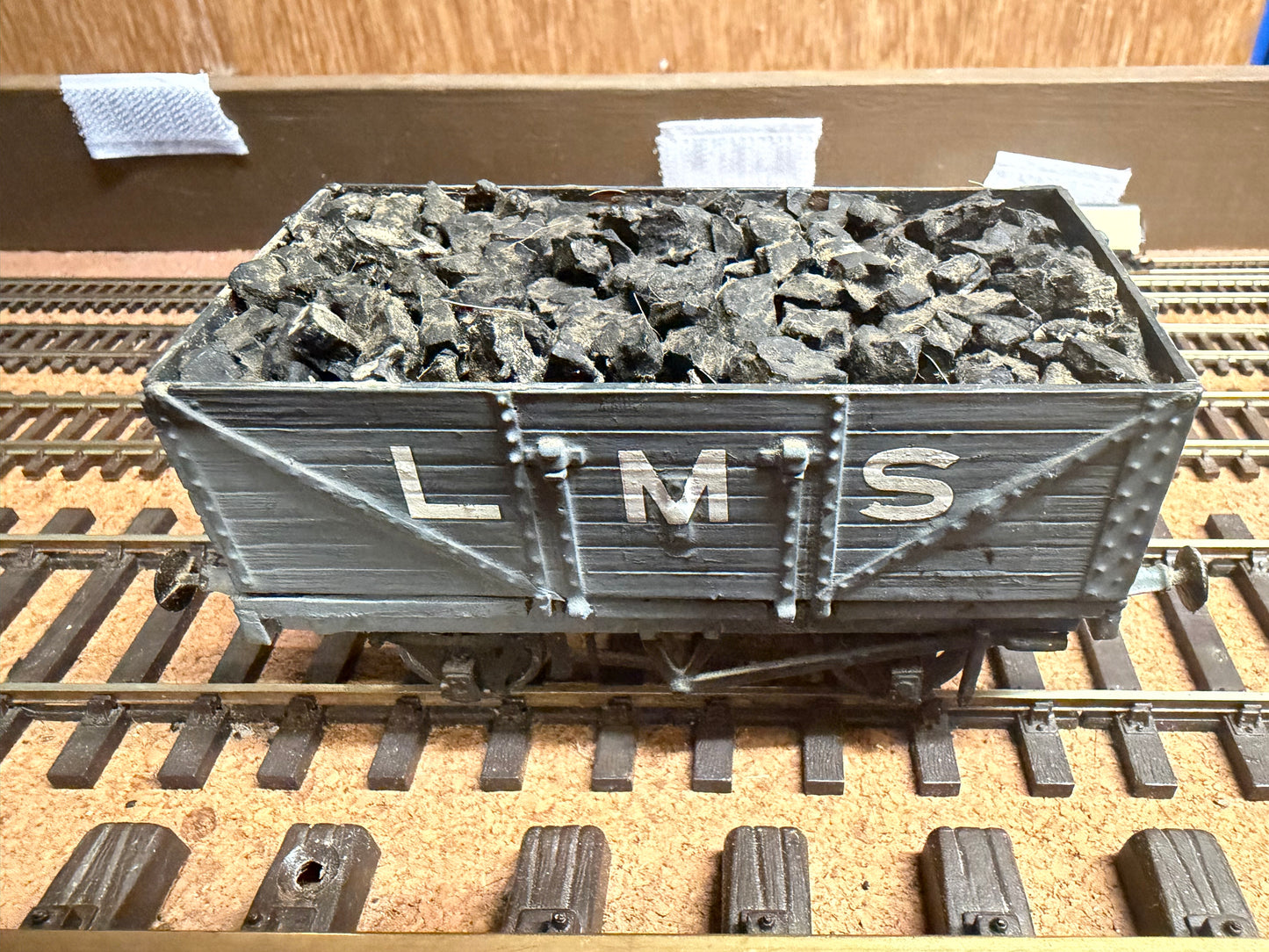 Three Aitch Moulding (O Gauge) London Midland & Scottish Railway Seven Plank Wagon with Coal Load.