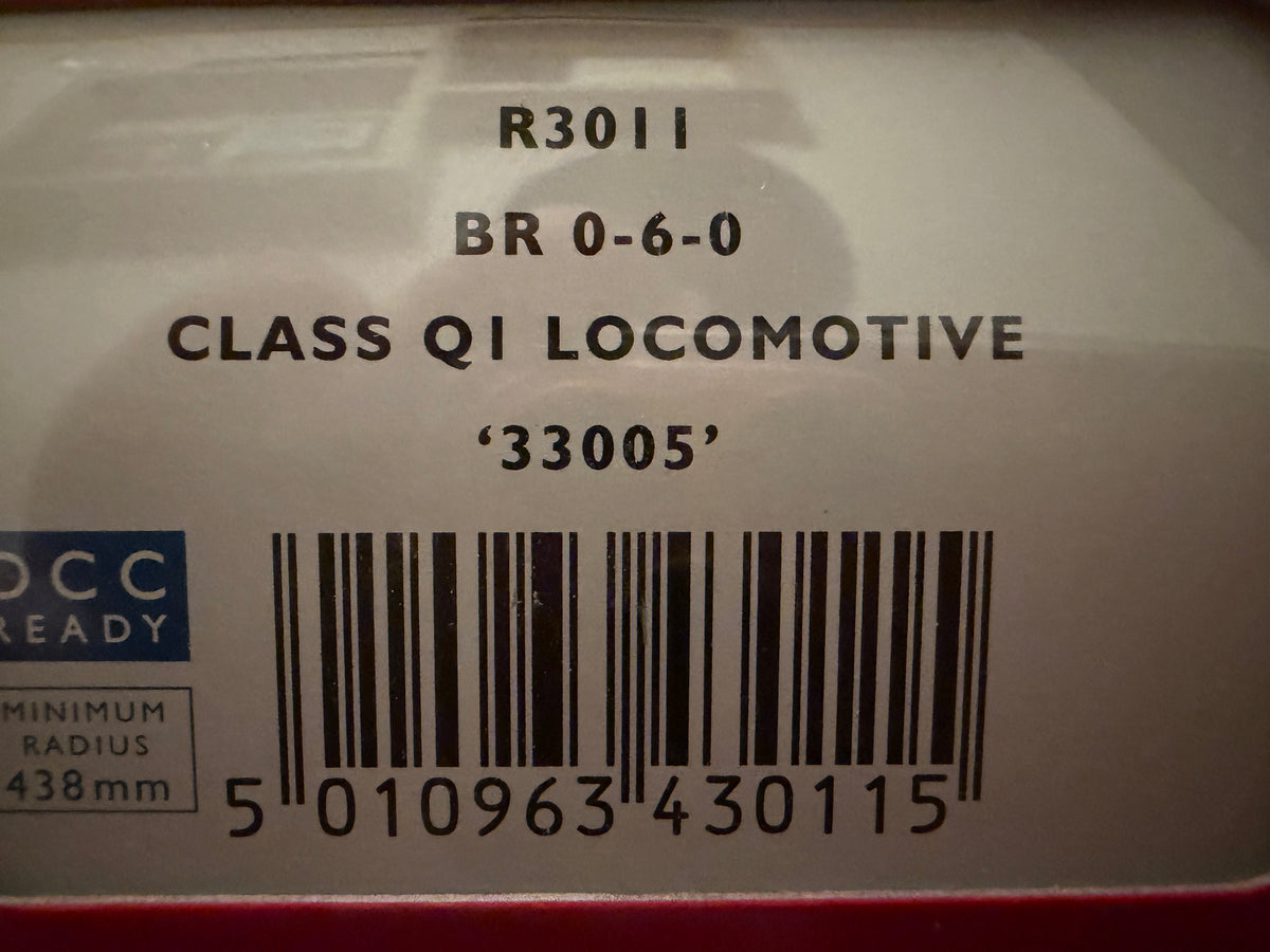 Hornby R3011 (OO) Ex SR ‘Bulleid’ Q1 No.33005 in British Railways Unlined Black. (Shed Code, 71A Eastleigh Depot) DCC Ready