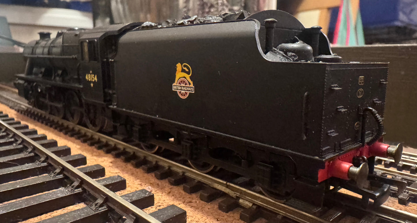 Hornby R2229 (OO) Ex LMS Stainer 8F No.48154 in unlined British Railways Black. (Shed Code 2F, Market Harborough Depot). DCC Fitted 