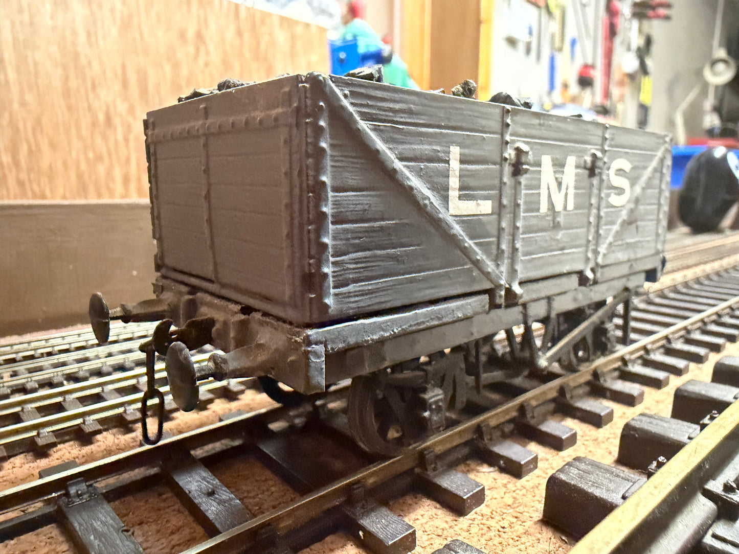 Three Aitch Moulding (O Gauge) London Midland & Scottish Railway Seven Plank Wagon with Coal Load. 
