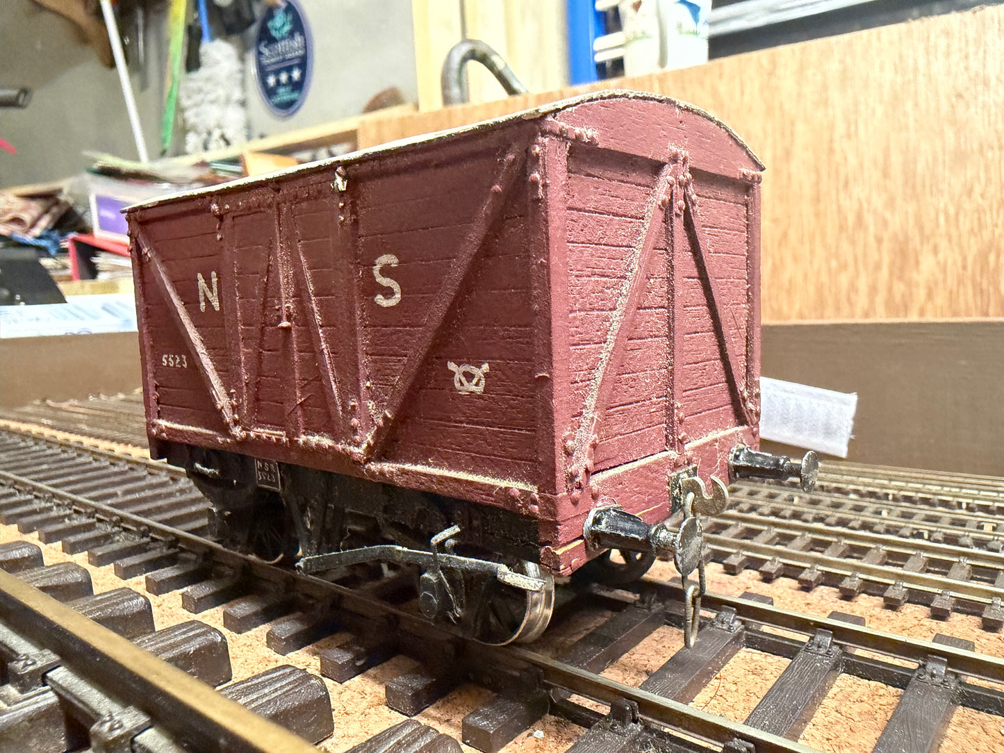 Scratch Built (O Gauge) North Staffordshire Railway 10T Van No.5523 in NSR Red. 