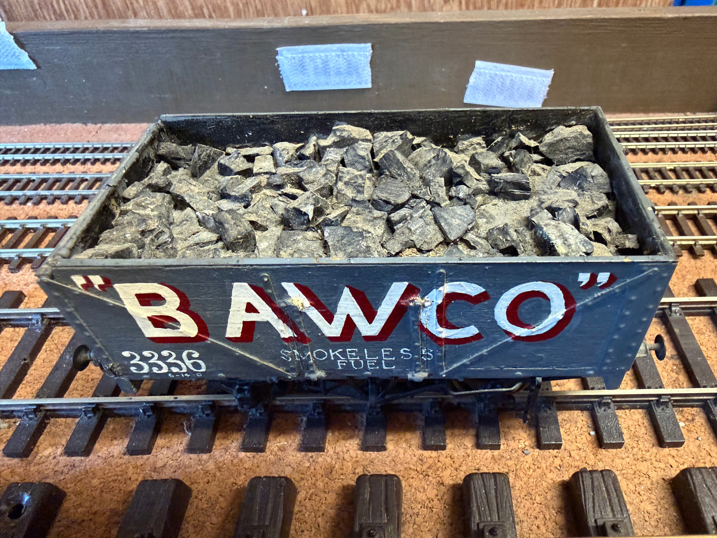 Scratch Built (O Gauge) Bawco Smokeless Fuels Eight Plank Wagon No.3336 