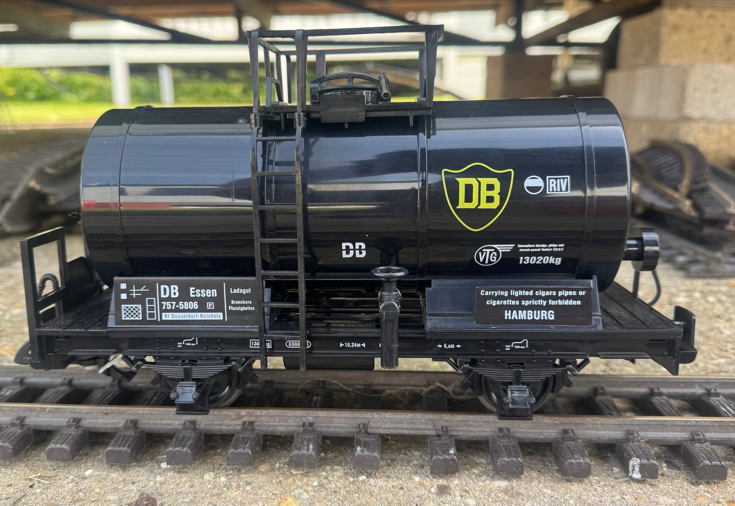 Train 757-5806 (G Scale) Narrow Gauge Fuel Tanker Wagon No.757-5806 in Fictional DB Black