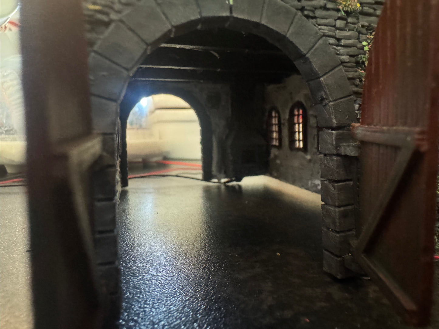 Mark Holcroft Modelworks (OO9) Single Line Loco Shed with Working Fire place and interior lighting.