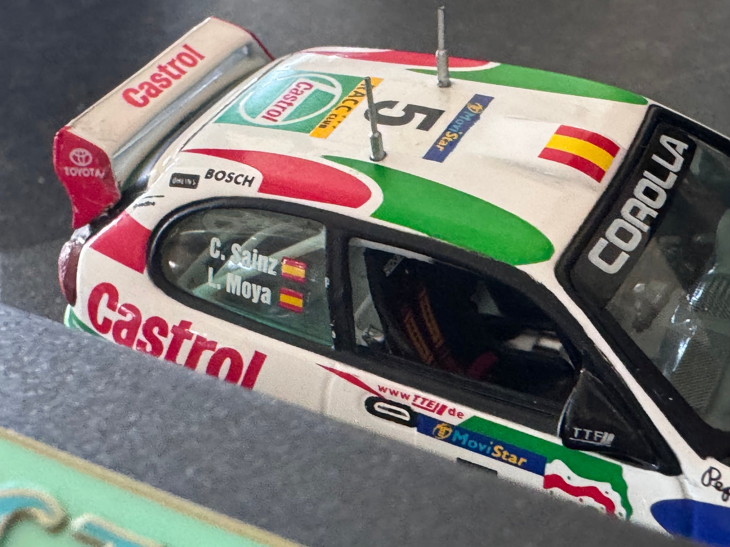 Vitesse V98199 (1:43) 1998 World Rally Championship, Toyota Corolla as driven by Carlos Sainz Sr and Co Driver Luis Moya. Limited edition No.1965 or 2500. 
