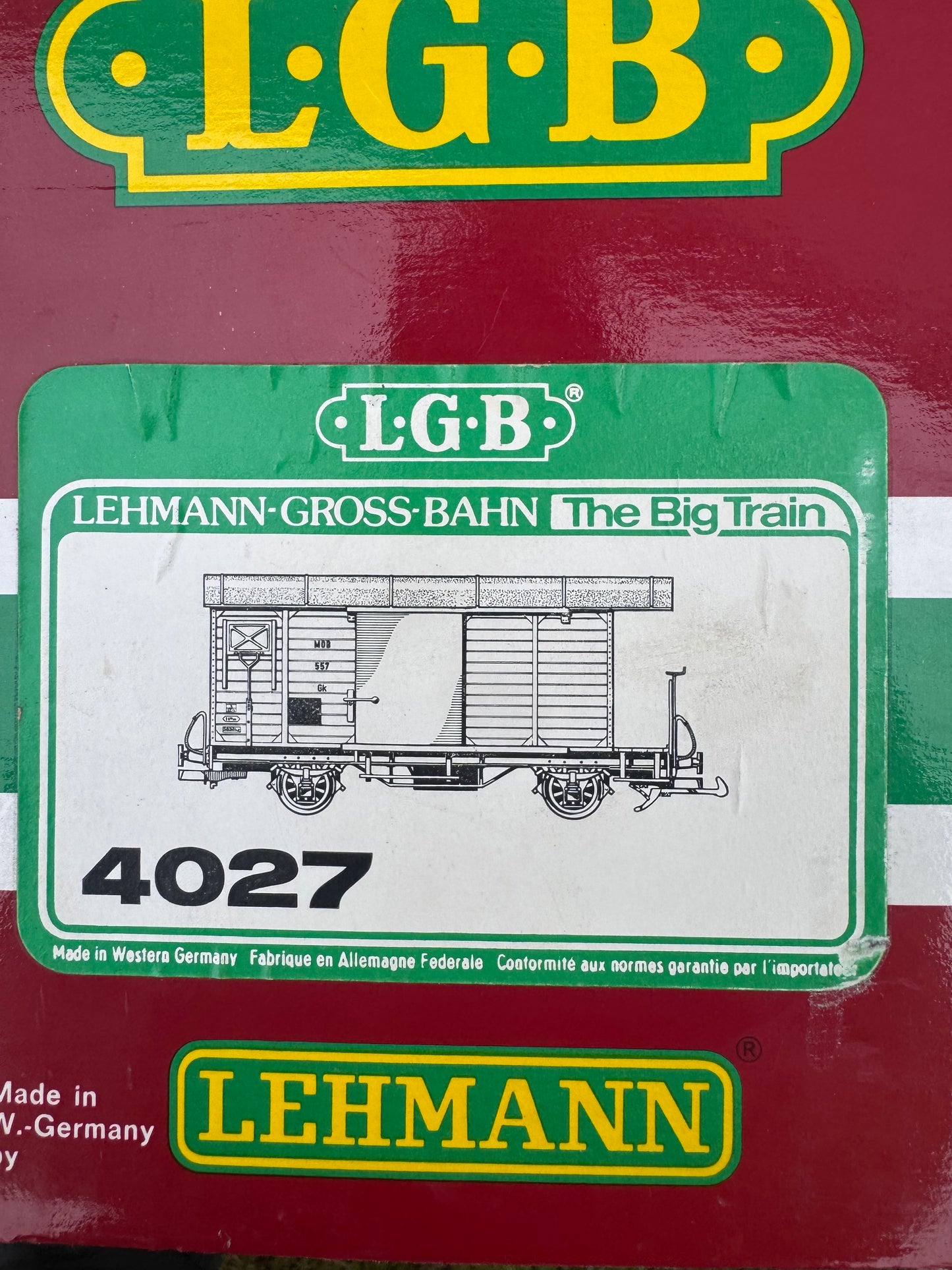LGB 4027 (G Scale) Montreux Oberland Bernois Railway, Refrigerator Box Wagon No.557. 