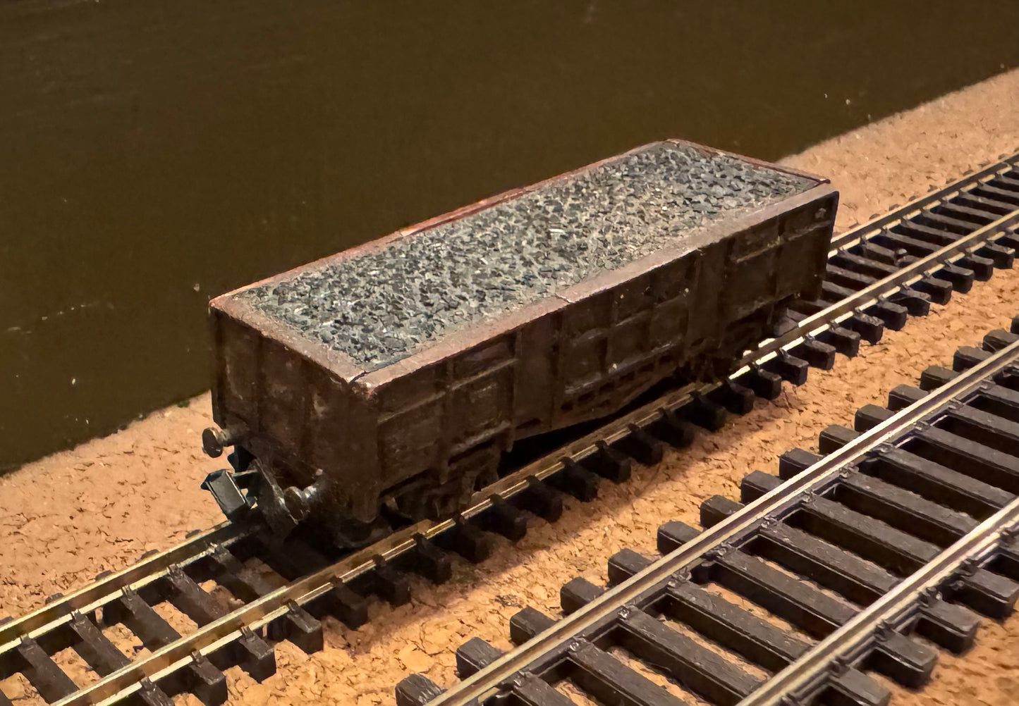 Lima (N Gauge) British Rail, LWB Coal / Iron Ore Steel Wagon, Heavily Weathered and with Coal Load.