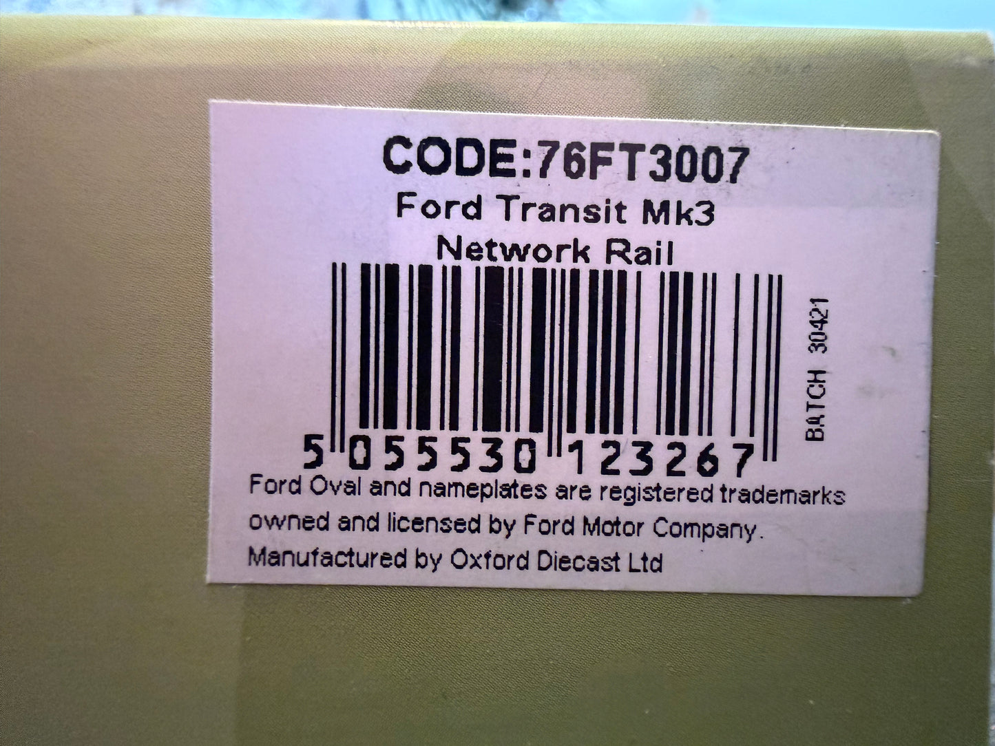 Oxford Diecast 76FT3007 (1:76 / OO) 1997 Ford Transit Mk3, Registration Number R140FEV in Network Rail Livery 