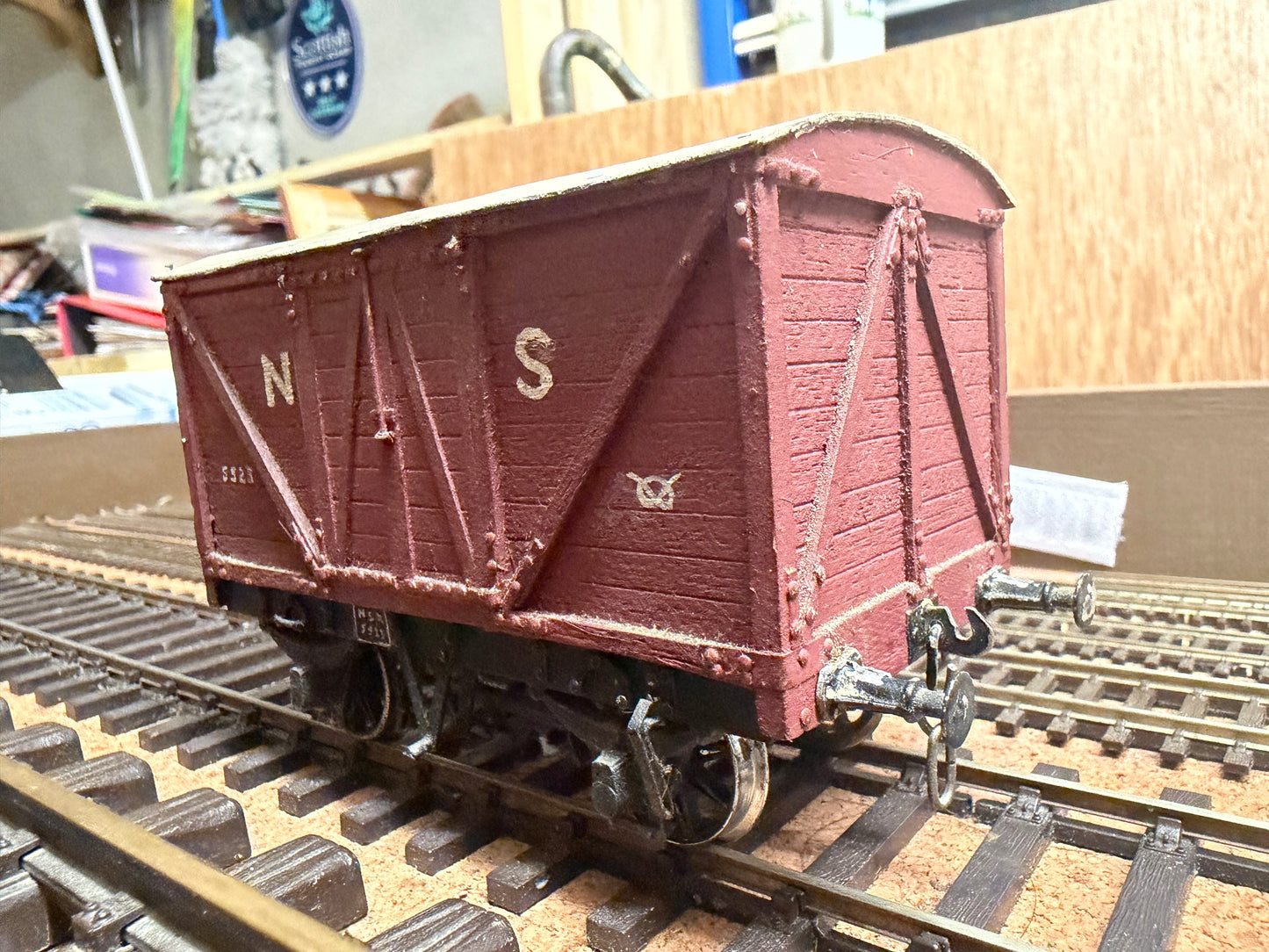 Scratch Built (O Gauge) North Staffordshire Railway 10T Van No.5523 in NSR Red. 