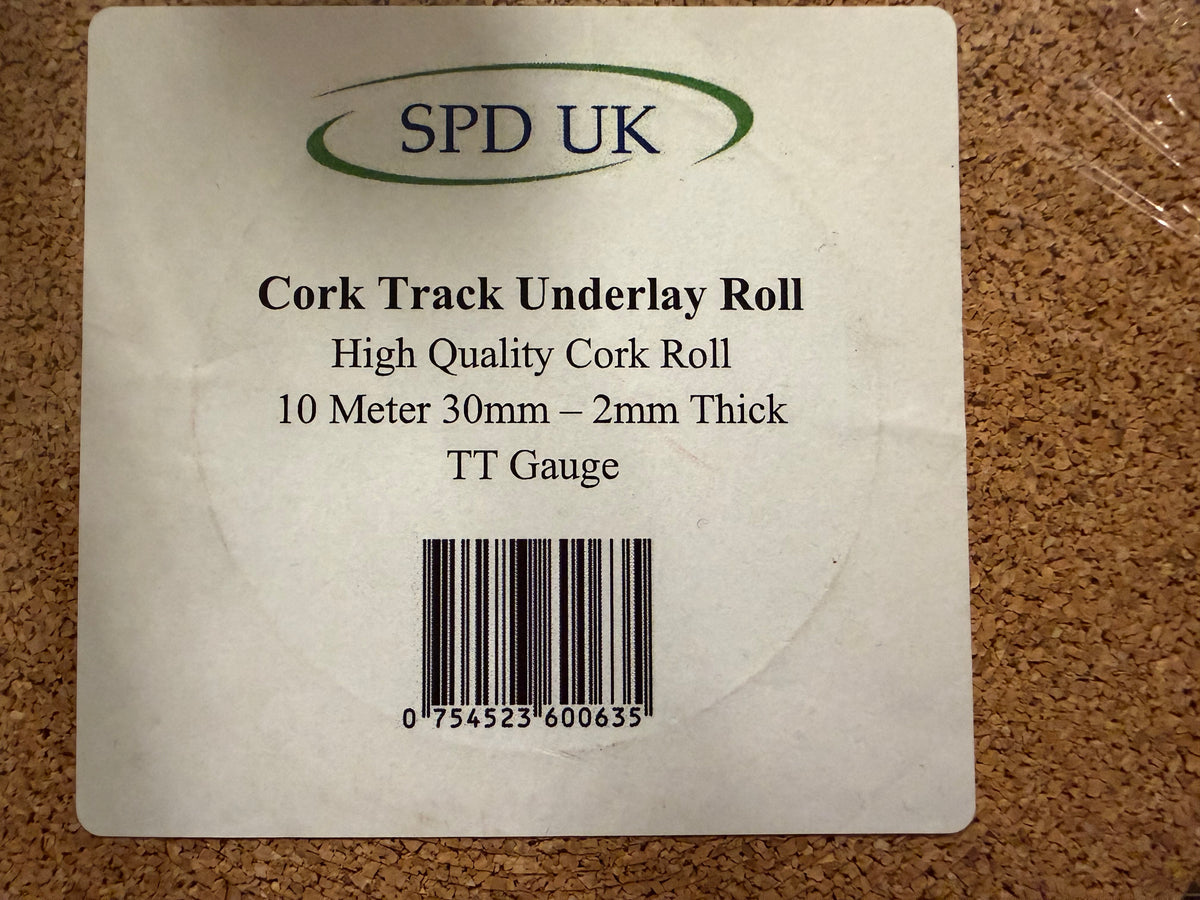 SPD UK (TT / TT120) 10 Metres of 30mm wide, 2mm thick Cork underlay 