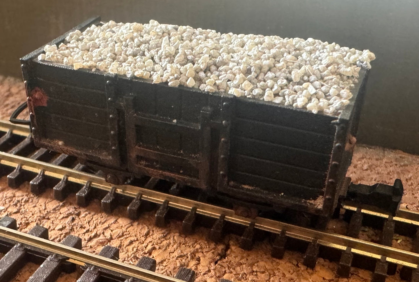 KD Railway (OO9) Five Plank Open Wagon, with Ballast Load.