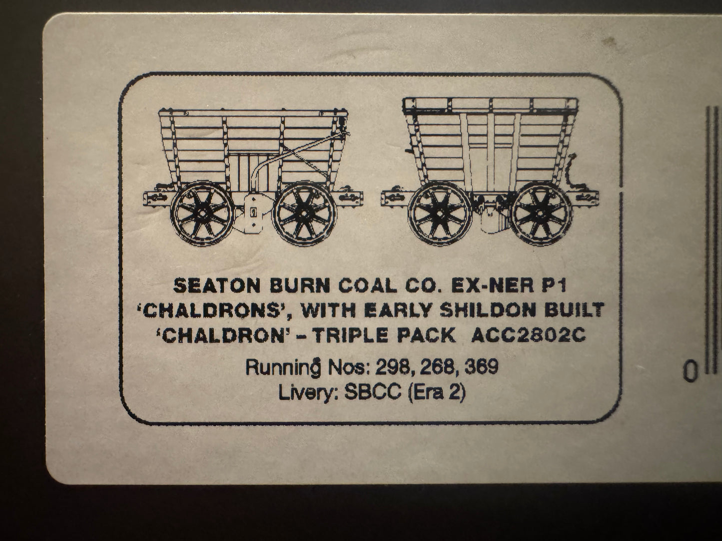 Accurascale ACC2802C (OO) Ex NER ‘Chaldron’ Wagons in Seaton Burn Coal Company Livery. Triple Pack 