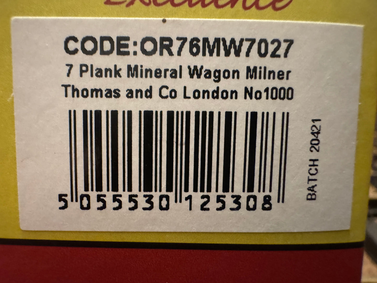 Oxford Rail OR76MW7027 (OO) Milner Thomas & Co Ltd Severn Plank Open Wagon No.1000 