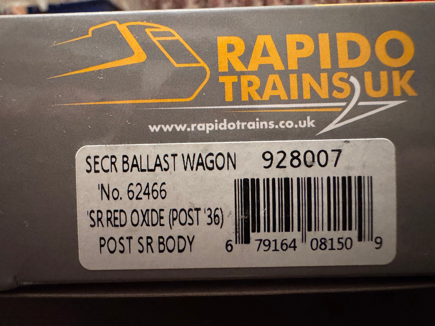 Rapido 928007 (OO) Ex SECR Two Plank Open Ballast Wagon No.62466 in Southern Railway post 1936 Red Oxide. 