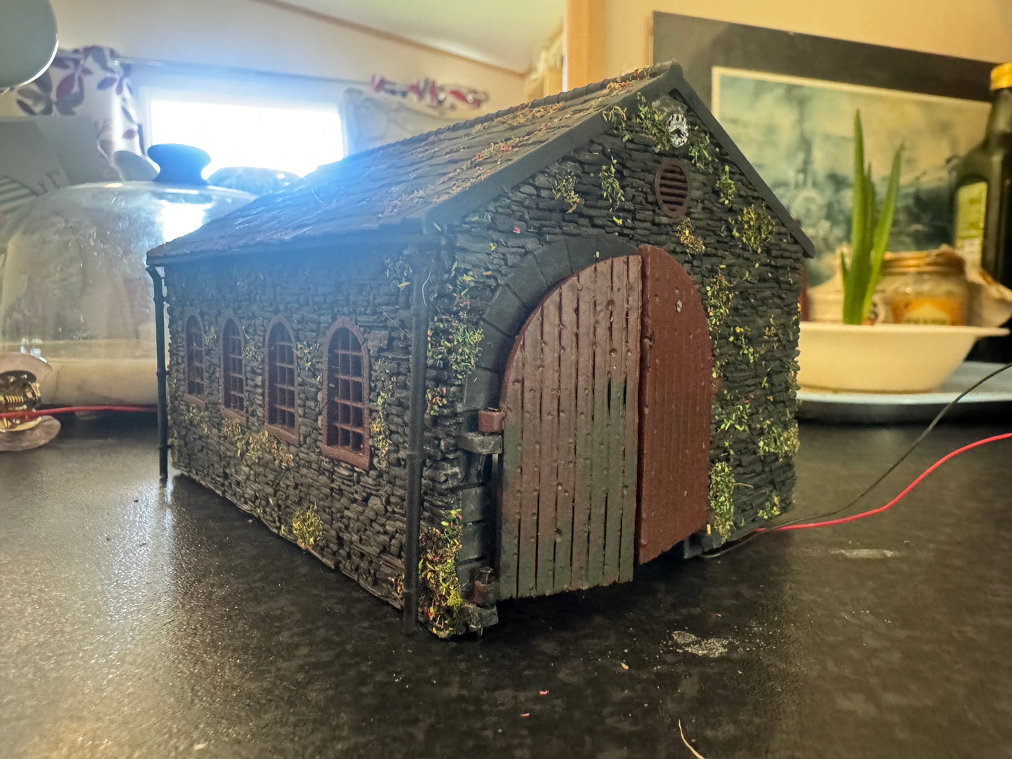 Mark Holcroft Modelworks (OO9) Single Line Loco Shed with Working Fire place and interior lighting.