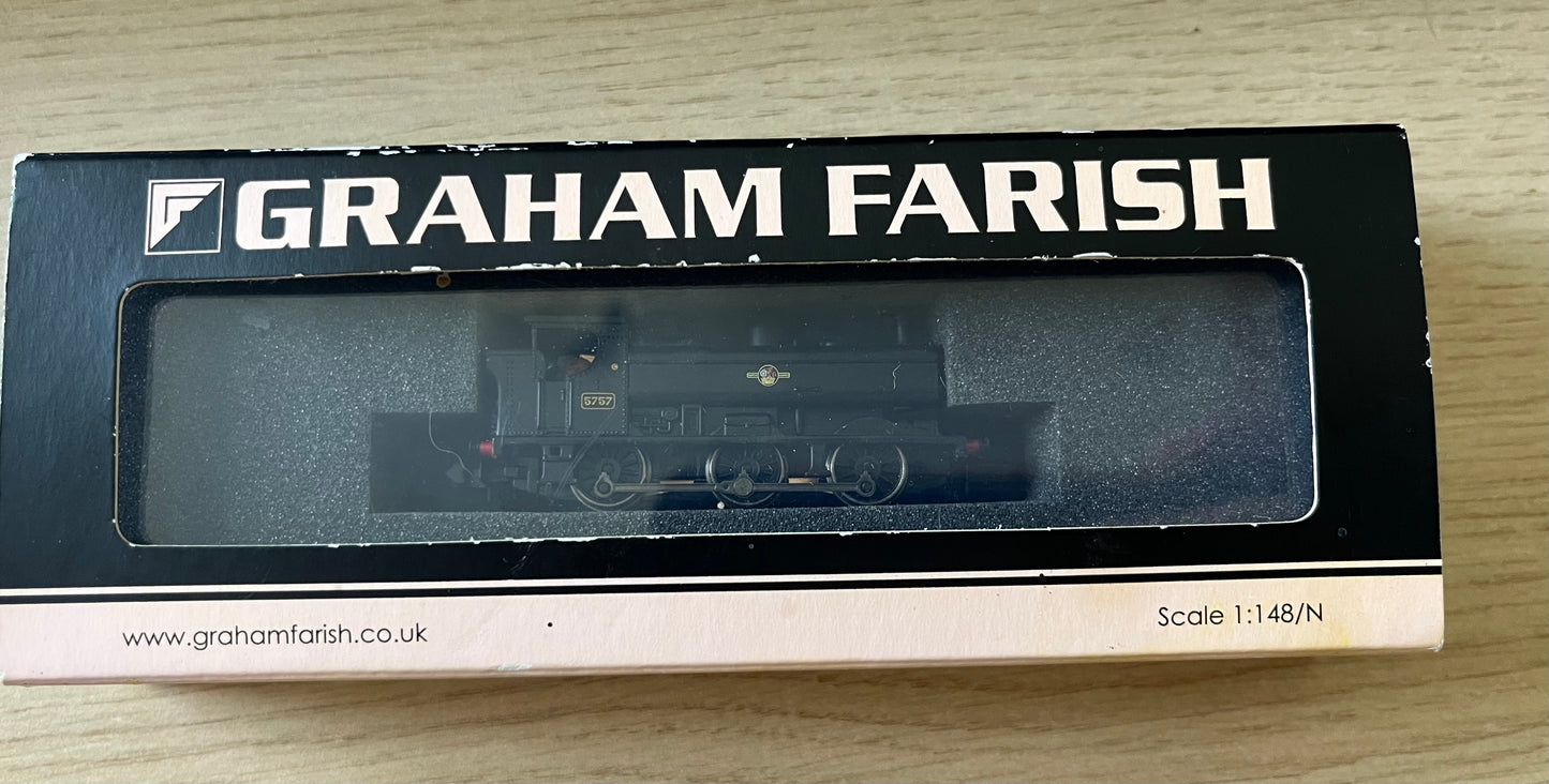 Graham Farish (N Gauge) Ex Great Western Railway, 57xx No.5757 in Unlined BR Black, (Shed Code 82D Westbury Depot)