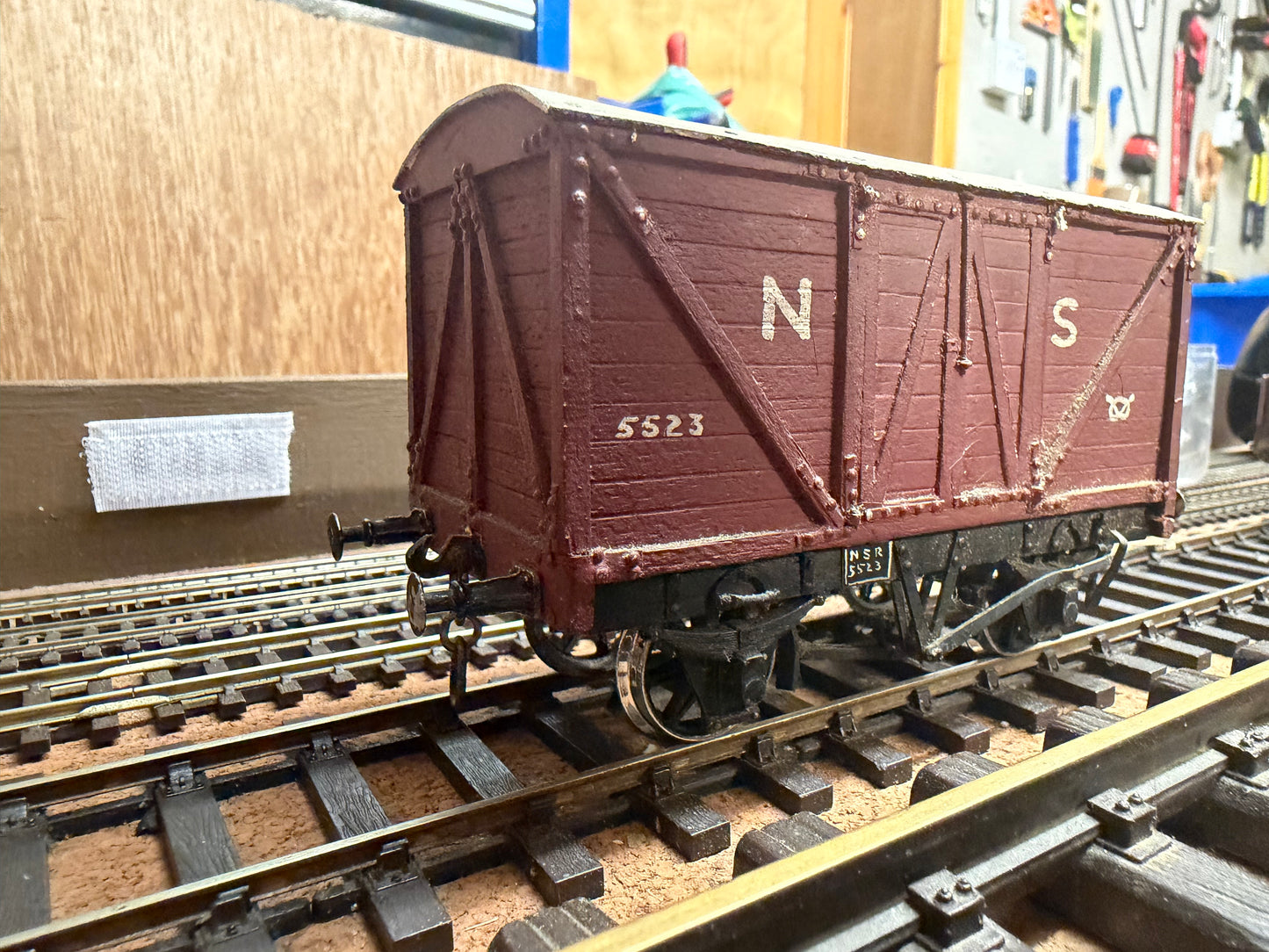 Scratch Built (O Gauge) North Staffordshire Railway 10T Van No.5523 in NSR Red. 