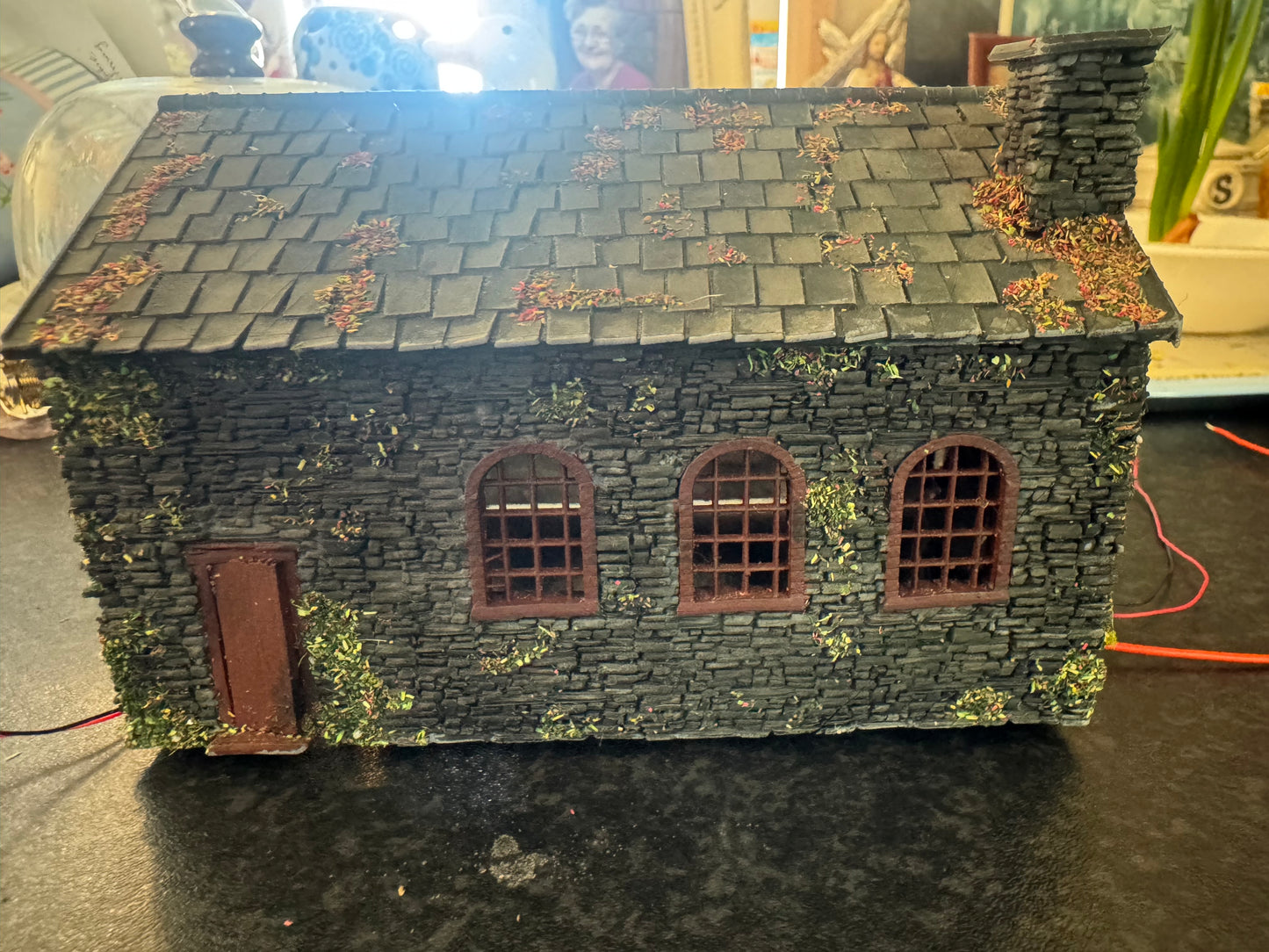 Mark Holcroft Modelworks (OO9) Single Line Loco Shed with Working Fire place and interior lighting.
