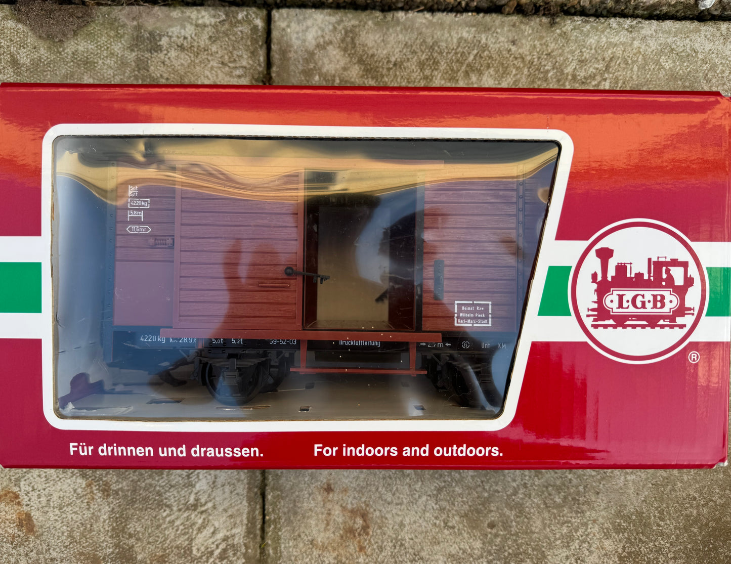 LGB 46350 (G Scale) Deutsche Reichsbahn 6T Box Van No.99-52-03 in DR Bauxite. 