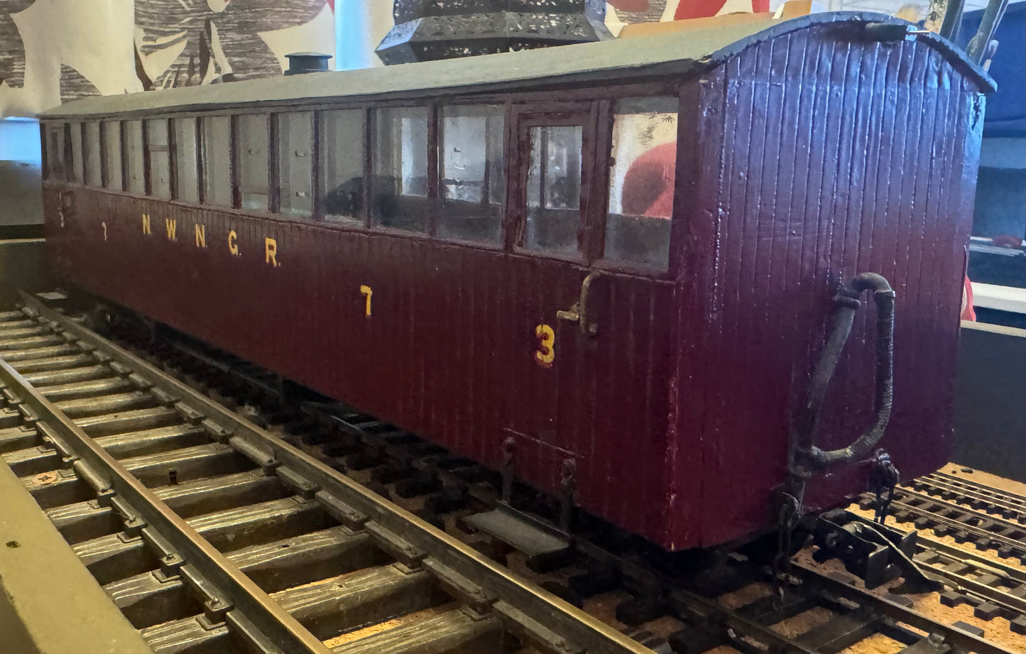 Beeson (16MM Scale / O Gauge) North Wales Narrow Gauge Railway, Coach No.7 in unlined Maroon.