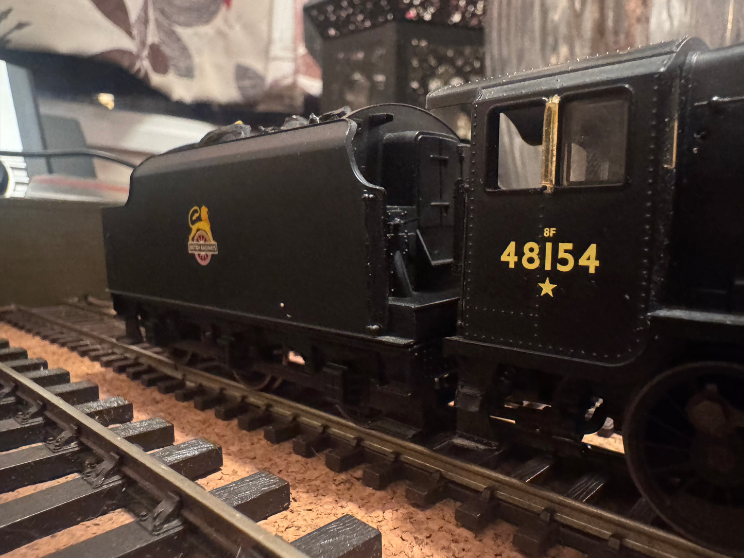 Hornby R2229 (OO) Ex LMS Stainer 8F No.48154 in unlined British Railways Black. (Shed Code 2F, Market Harborough Depot). DCC Fitted 