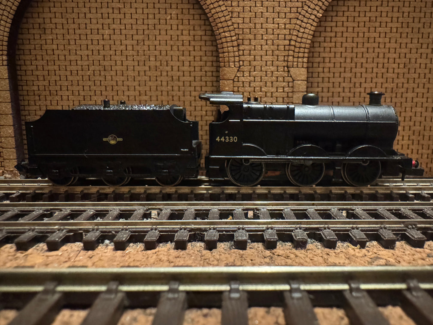Graham Farish 372-054 (N Gauge) EX LMS ‘Fowler’ 4F No.44330 in unlined British Railways Black. (Shed Code 67A, Crokerhill Depot)