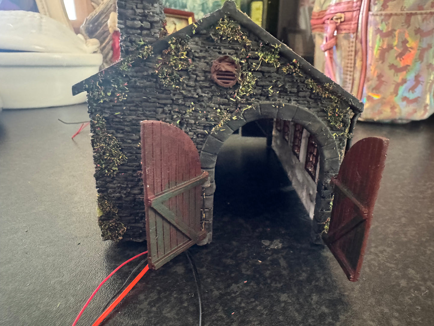 Mark Holcroft Modelworks (OO9) Single Line Loco Shed with Working Fire place and interior lighting.