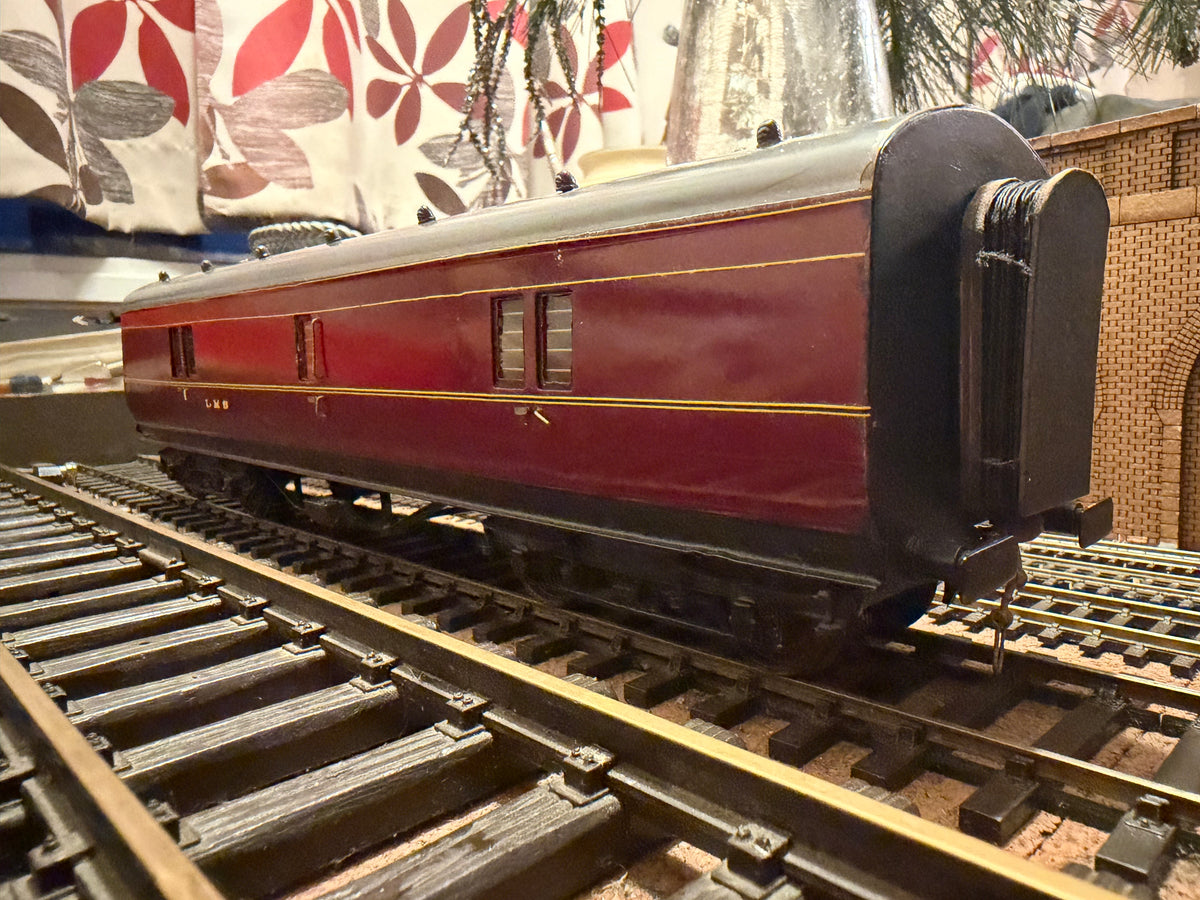 Scratch Built (O Gauge) London Midland & Scottish Railway 50ft Baggage Bogie Coach
