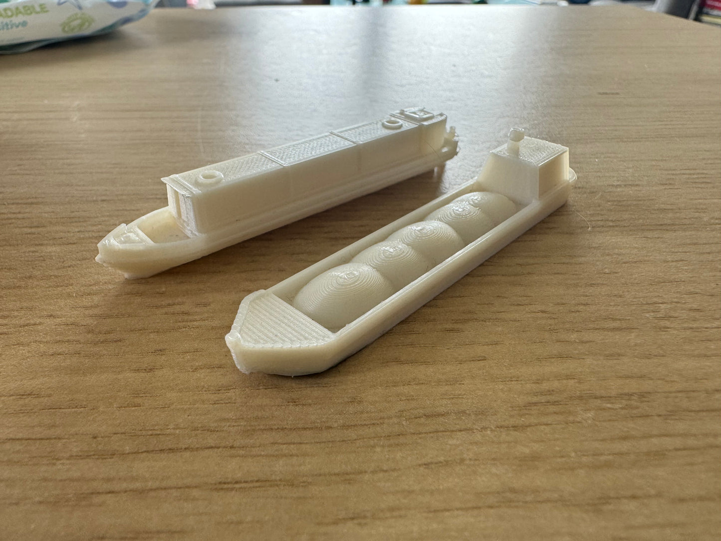 3D Printed (N Scale) Unpainted Narrow Boats Bundle