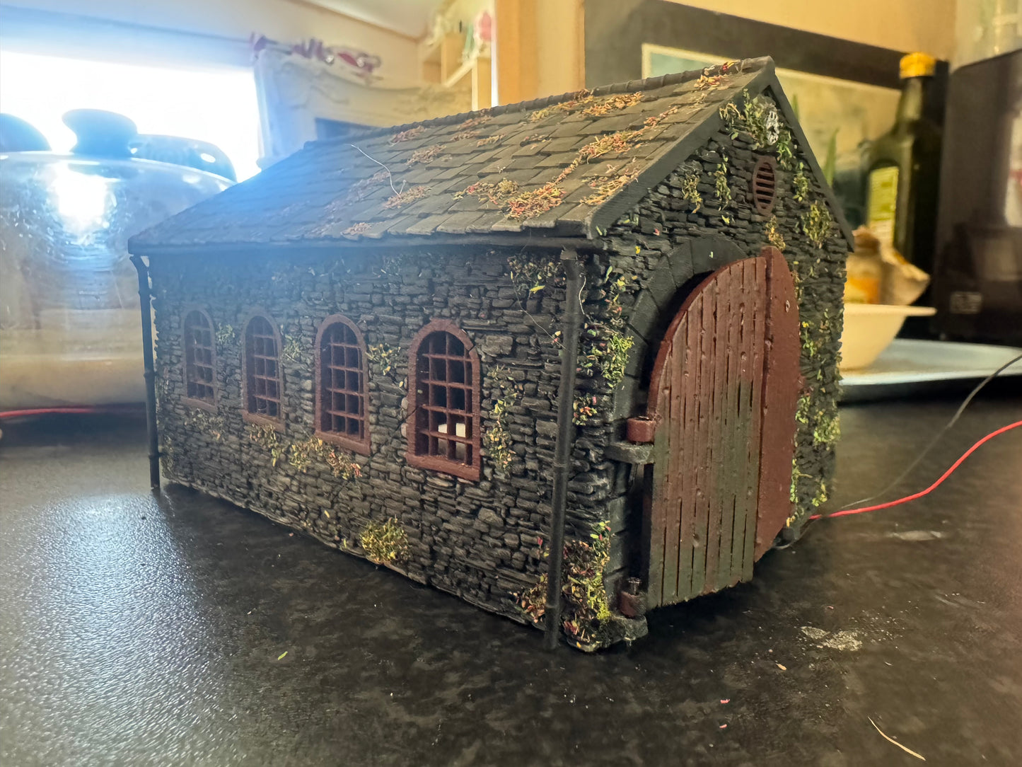 Mark Holcroft Modelworks (OO9) Single Line Loco Shed with Working Fire place and interior lighting.