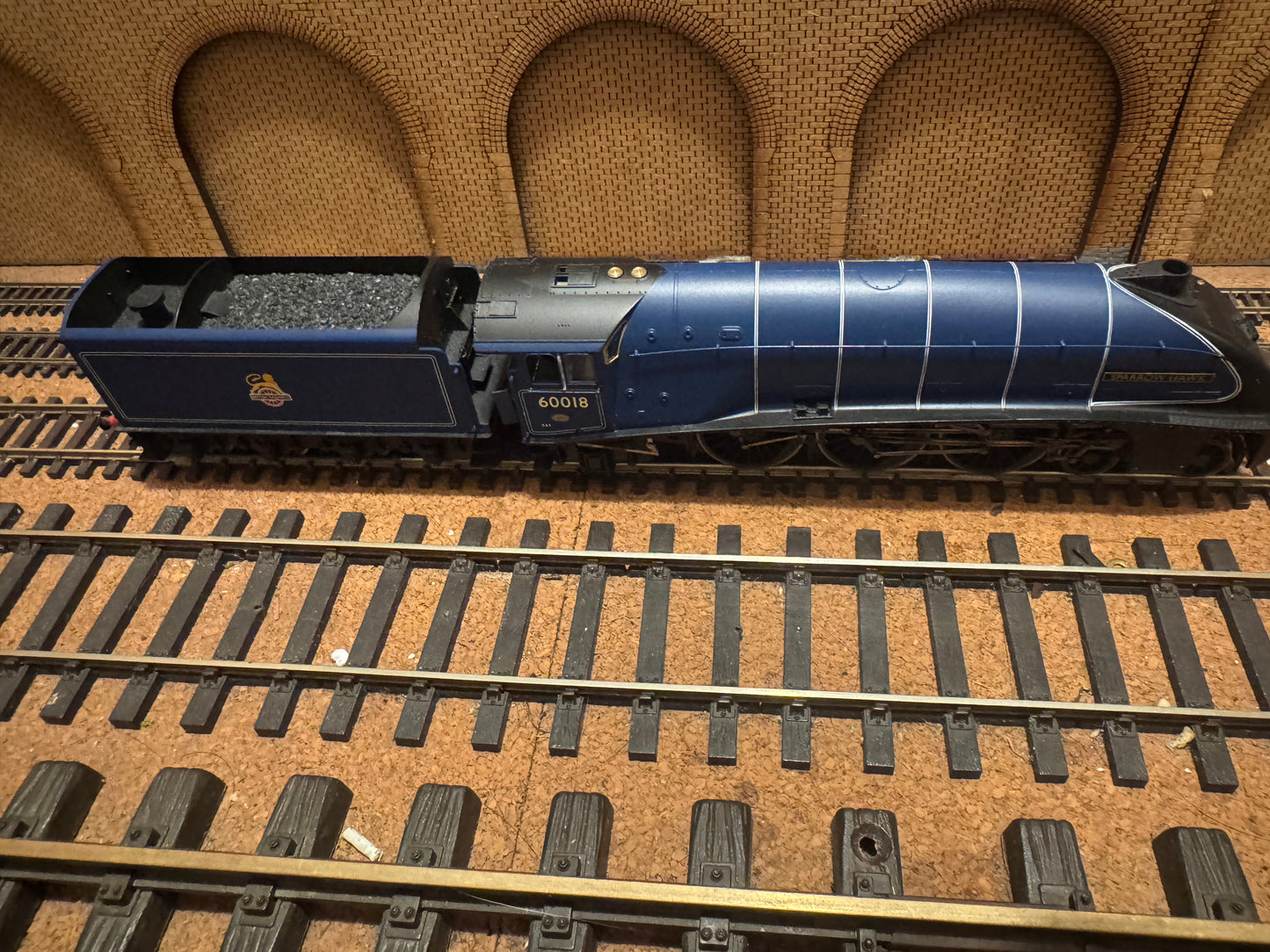 Hornby R2991XS (OO) Ex LNER A4 No.60018 ‘Sparrow Hawk’ in British Railways Express Blue. (Shed Code 52A, Gateshead Depot) DCC Sound Fitted 