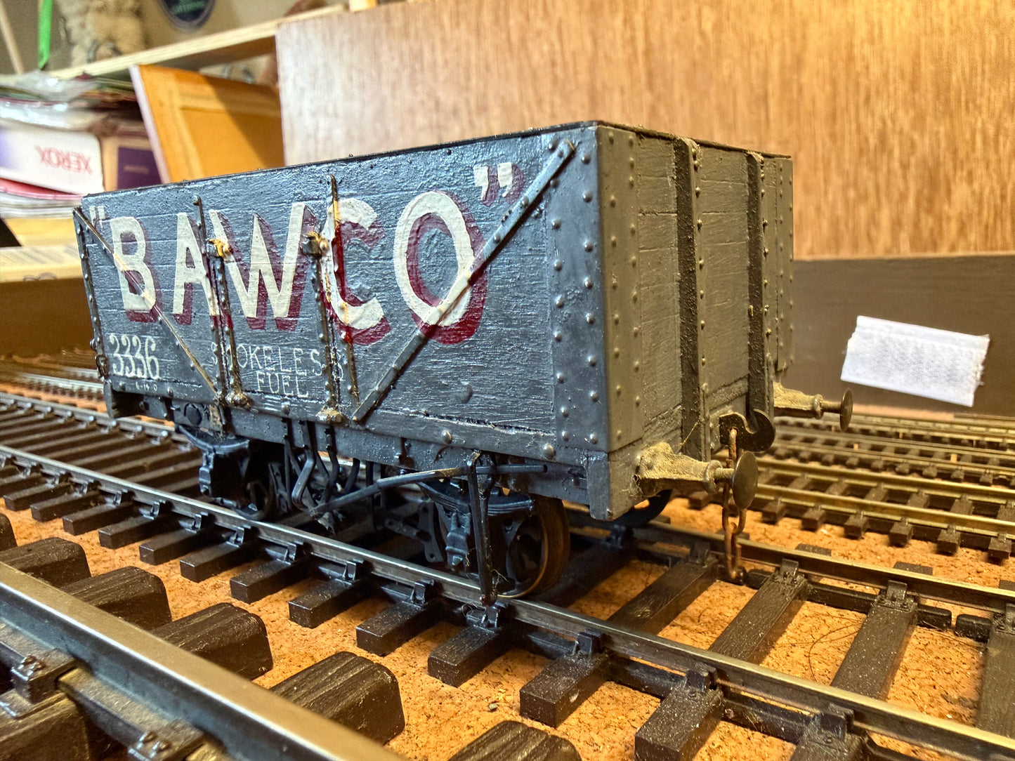 Scratch Built (O Gauge) Bawco Smokeless Fuels Eight Plank Wagon No.3336 