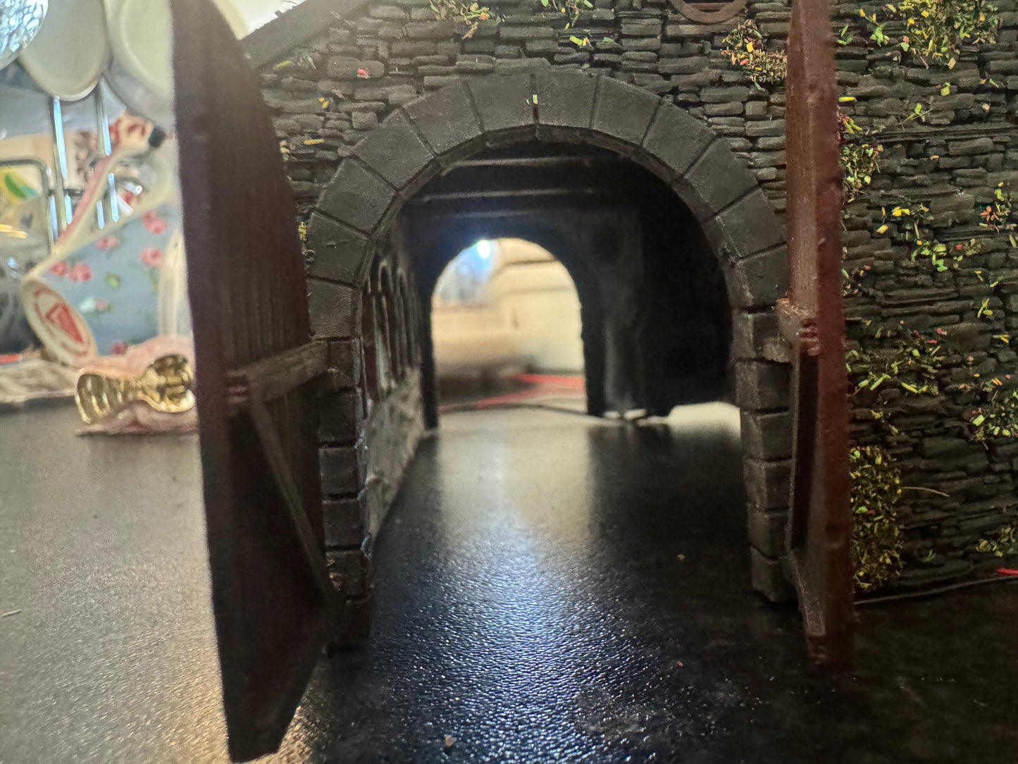Mark Holcroft Modelworks (OO9) Single Line Loco Shed with Working Fire place and interior lighting.