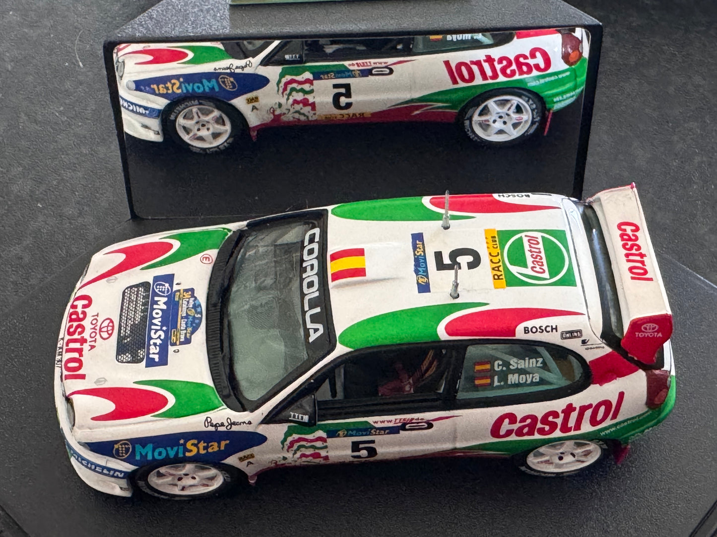 Vitesse V98199 (1:43) 1998 World Rally Championship, Toyota Corolla as driven by Carlos Sainz Sr and Co Driver Luis Moya. Limited edition No.1965 or 2500. 