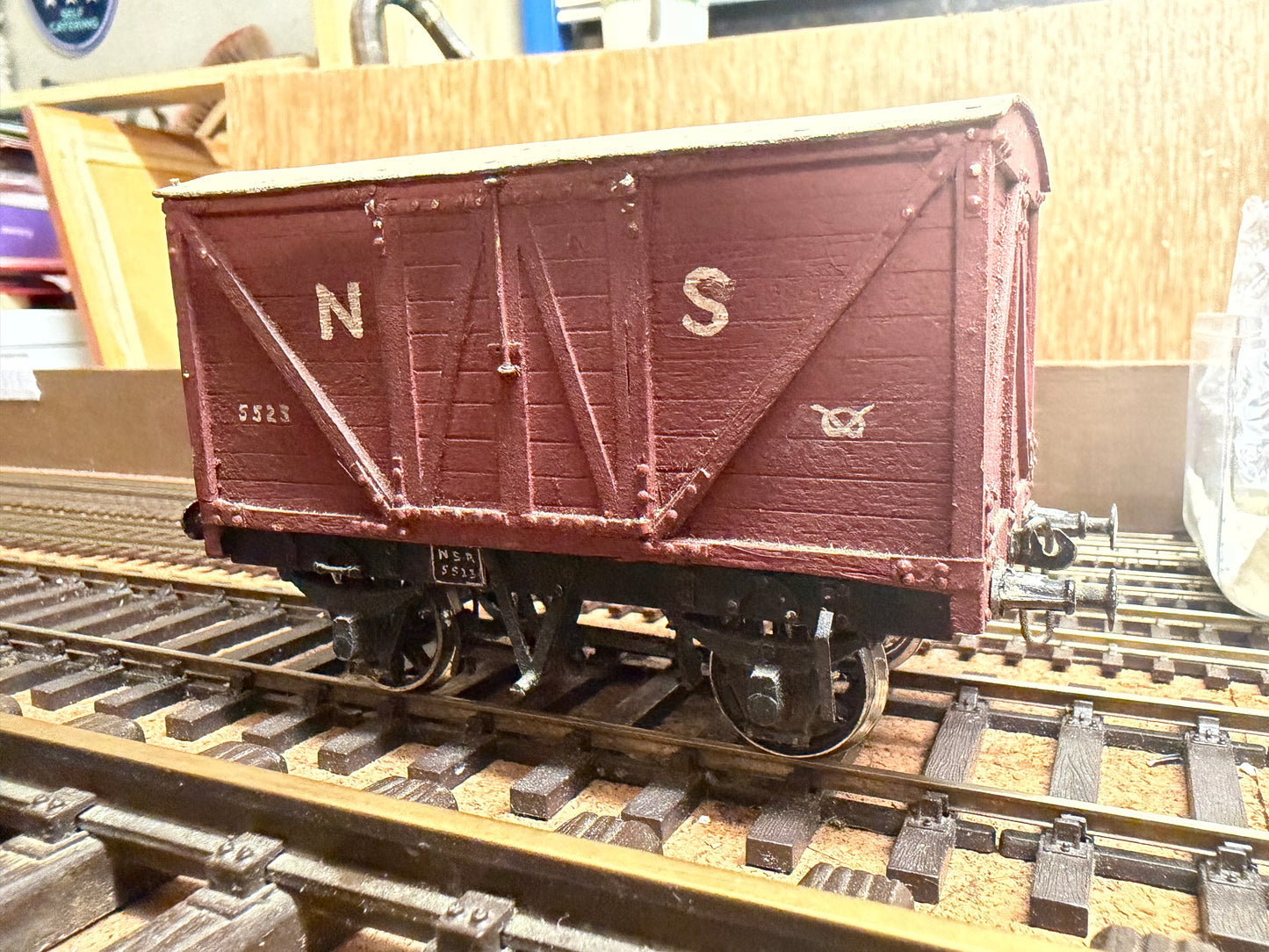 Scratch Built (O Gauge) North Staffordshire Railway 10T Van No.5523 in NSR Red. 
