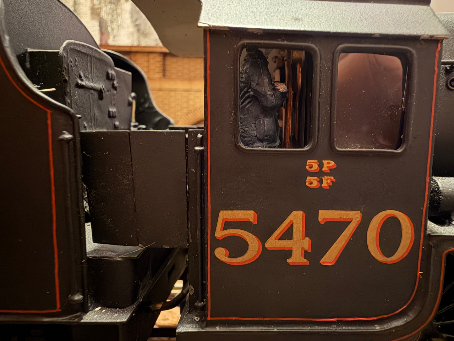 Manufacturer Unknown (O Gauge) London Midland & Scottish Railway ‘Stanier’ 5P 5F ‘Black Five’ No.5470 in Lined LMS Black (Shed code 2A, Rugby Depot). 