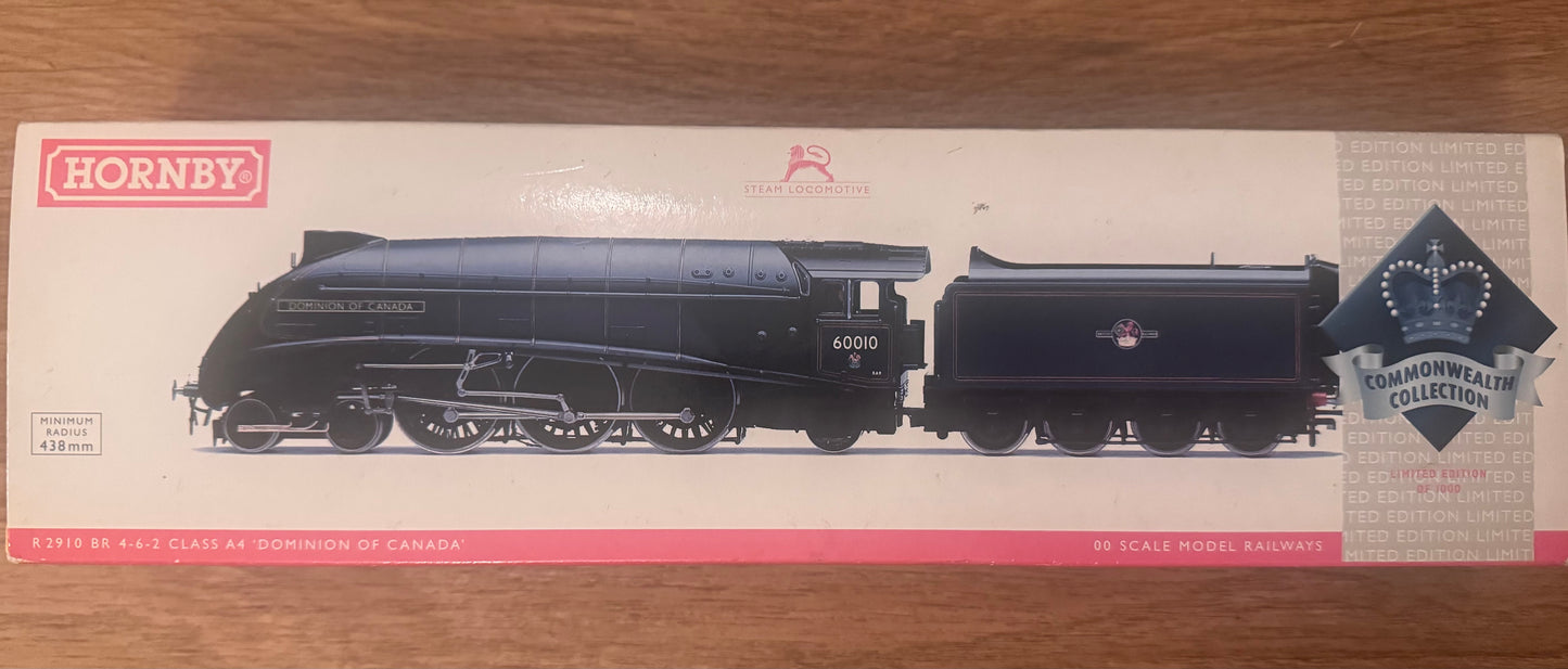 Hornby R2910 (OO) Ex LNER A4 No.60010 “Dominion of Canada” in British Railways Lined Green. (Shed Allocation, 34A Kings Cross) DCC Ready, Special Edition No.736 of 1000. 