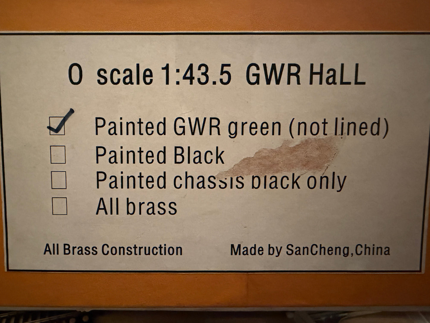 Tower Models (O) Great Western Railway 49xx ‘Hall Class’ No.4965 “Rood Ashton Hall” in Lined Great Western Railway Livery. 