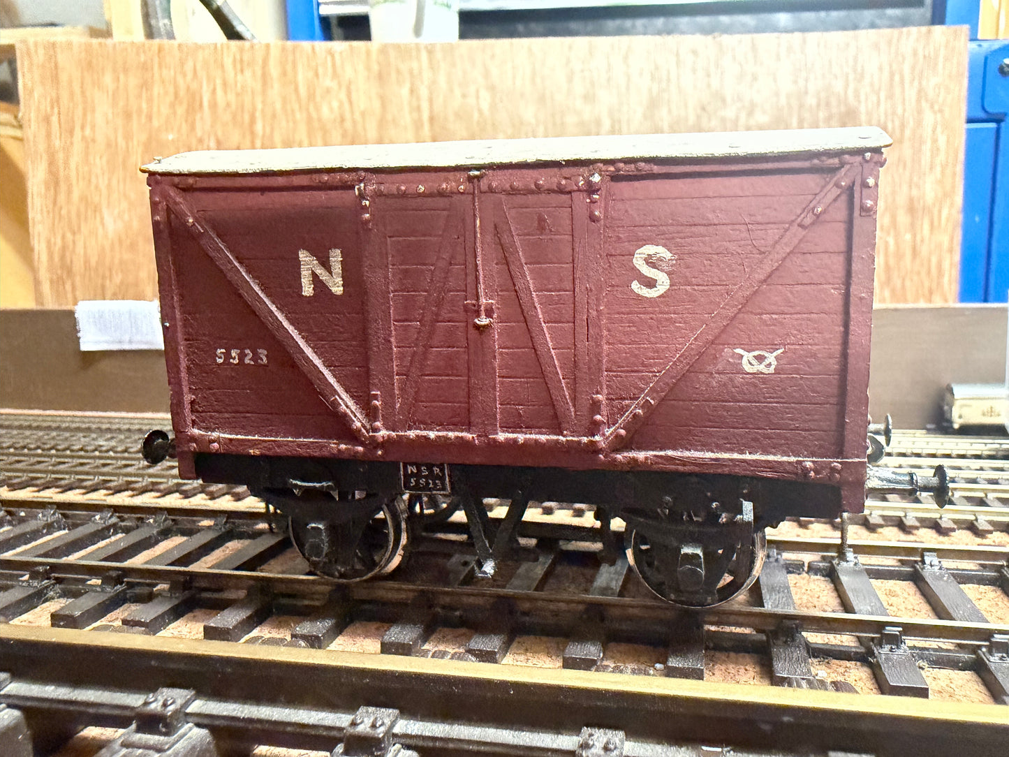Scratch Built (O Gauge) North Staffordshire Railway 10T Van No.5523 in NSR Red. 